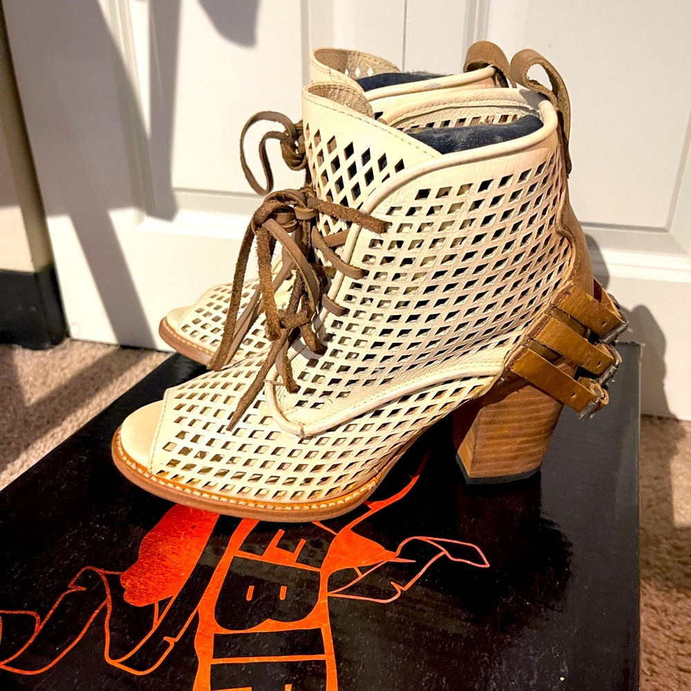Freebird open toe booties. Freebird by Steven. Brand new never worn. Pristine.